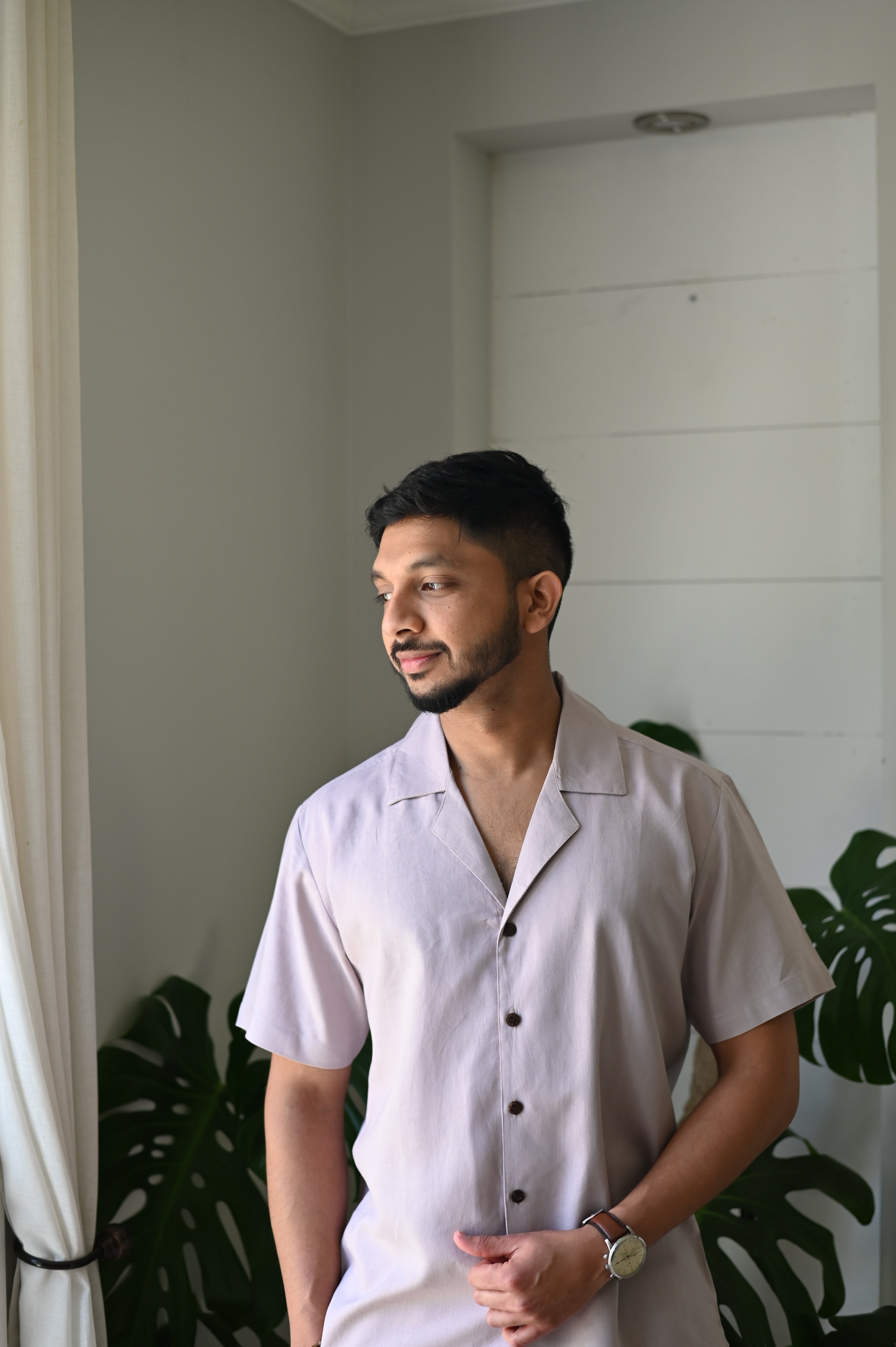 Relaxed Linen Revere Collar Shirt